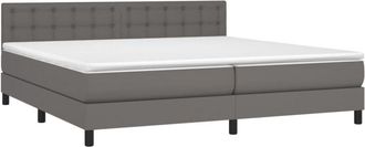 vidaXL Vidaxl - Cama Box Spring Colch&oacute;n Y Led Cuero Sint&eacute;tico Gris 200x200 Cm