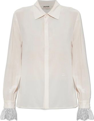 Zadig&Voltaire Thely Zijden Blouse - Dames - Overhemden - Beige - M - Overhemden