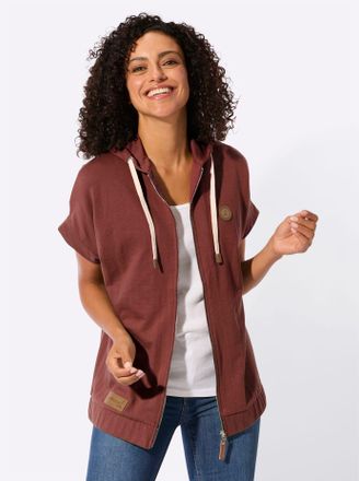 Casual Looks Shirtjacke CASUAL LOOKS Sweatjacke, Damen, Gr. 36, rotbraun, 50% Baumwolle, 50% Polyester, unifarben, Shirts Shirtjacke