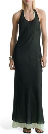 Mango Sheer Layered Halter Dress in Black at Nordstrom Rack, Size 10
