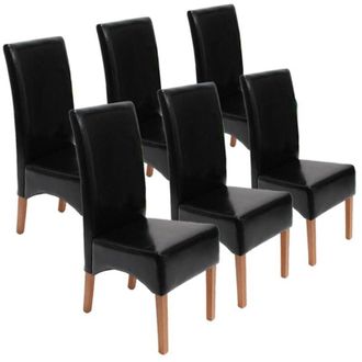 Hhg Set 6x sedie soggiorno moderno elegante Latina pelle per sala da pranzo nero gambe chiare