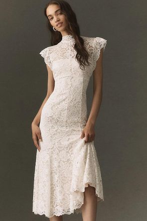 BHLDN Lace Fit-and-Flare Midi Dress