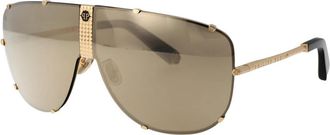 Philipp Plein Stijlvolle zonnebril Spp 075M - Heren - Zonnebrillen - Geel - 69 MM - Accessoires