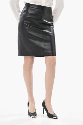 Celine Gonna a Tubino in Pelle con Spacco Posteriore Celine