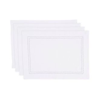 Solino Home Linen Placemats - Linen Double Hemstitch, 14 x 19 in White at Nordstrom, Size Medium