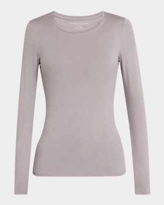 Majestic Filatures Soft Touch Flat-Edge Long-Sleeve Crewneck Top