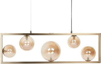 Beliani Beliani - Industrial Glam Decorative Ceiling Light Lighting Pendant Lamp Geometric Multiple 5 Bulbs Metal Frame Brass Geehi