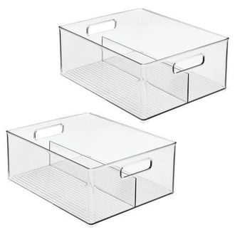 iDesign Divided Pantry Bin with Handles for Pantry, Refrigerator, Freezer - Set of 2 - Clear at Nordstrom