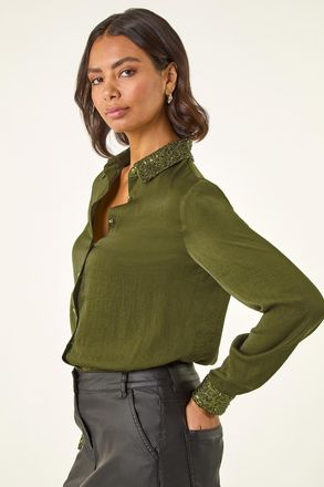 Roman Sequin Collar and Cuff Shirt