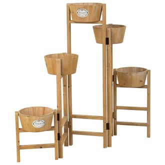 Wanderlust Deco Soporte Con 5 Cestos De Madera Marr&oacute;n 124x20x90,5