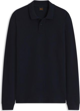 BOSS Cotton-blend polo shirt with waffle-knit texture