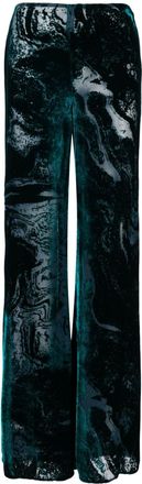 Alberta Ferretti abstrract-print palazzo pants - women - Silk/Viscose/Acetate/Silk/Elastane - 48 - Green