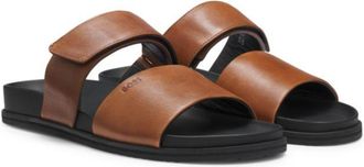 BOSS Leather slides with riptape strap
