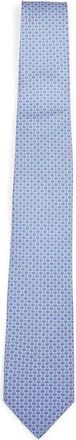 Ferragamo Gancini Pattern Silk Tie - Heren - Stropdassen - Blauw - ONE Size - Accessoires