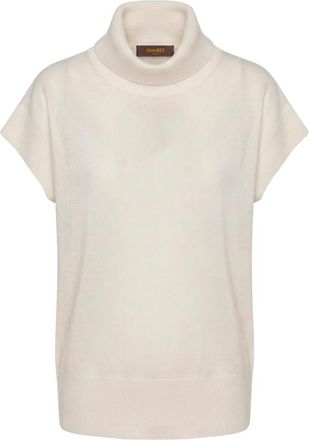 Moorer Korte Mouw Hoge Kraag Turtleneck - Dames - Coltruien - Beige - S - Wol - Truien & Vesten