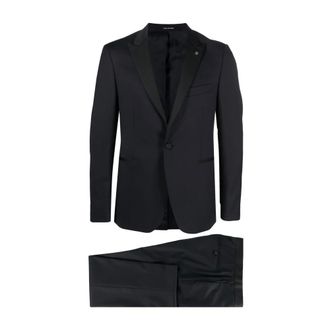 Tagliatore Single Breasted Suits, male, Blue, Size: 2XL Single-Breasted Two-Piece Suit