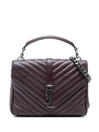 Saint Laurent 2015 Medium Quilted Chevron Sheepskin College satchel - Red