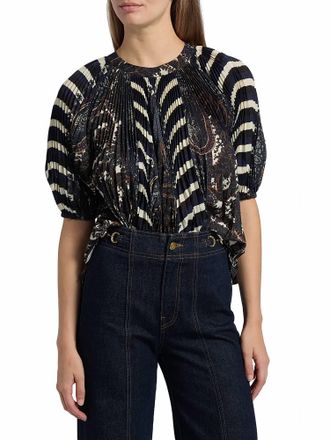Ulla Johnson Dafne Pleated Blouse In Eclipse