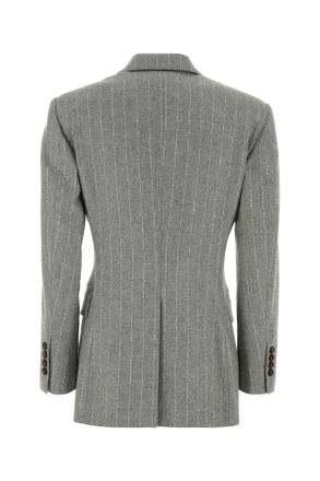 Brunello Cucinelli Womens Embroidered Stretch Wool Blend Blazer Grigio Chiaro Giacche E Gilet Jacket
