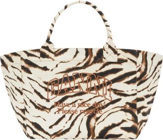 Ganni Tassen, unisex, Veelkleurig, ONE Size, Katoen, Zebra Print Grote Tote Bag