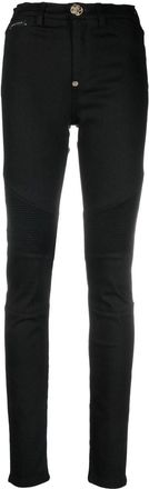 Philipp Plein Biker high-waisted skinny jeans - women - Cotton/Cotton/Polyester/Polyester/Spandex/Elastane/Lyocell - 26 - Black