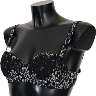Dolce & Gabbana Womens Black Silk White Lace Stretch Underwear Bra Cotton Clothing