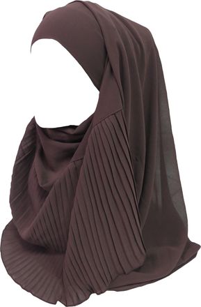 Lina & Lily Pleated Chiffon Muslim Hijab Head Scarf (Brown)