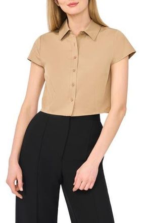 Ted Baker Cap Sleeve Button-Up Shirt in Almond Latte at Nordstrom Rack, Size 12