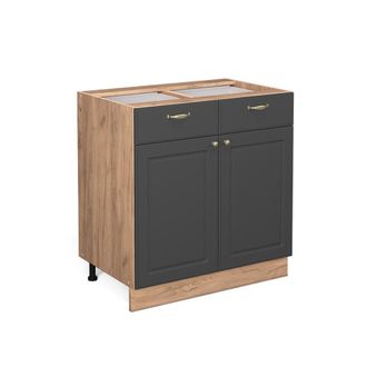 Vicco Mueble Bajo De Cocina Fame-line, Antracita-oro, 80 Cm Sin Encimera