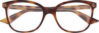 Gucci Square Full Rim Tortoiseshell Eyeglasses - Brown