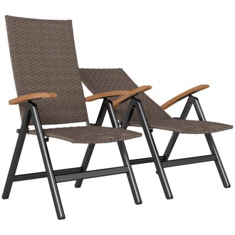 OUTSUNNY Outdoor Folding Dining Chair - Dining Chair - Brown | TJ Hughes