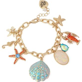 Betsey Johnson Sealife Charm Flex Bracelet in Blue at Nordstrom