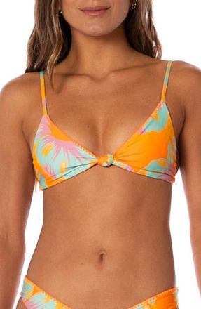 Maaji Hawaiian Floral Sahara Bikini Top in Orange at Nordstrom, Size X-Small