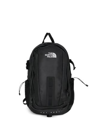 The North Face logo-embroidery leather backpack - Zwart