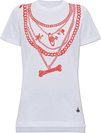 Vivienne Westwood T-shirt met print - Dames - T-shirts - Wit - S - Katoen - Tops