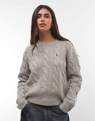 Polo Ralph Lauren maglione con stampa a nodi grigio chiaro