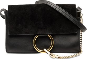 Chloé 2020 Small Suede and Calfskin Faye crossbody bag - women - Suede/Calf Leather - One Size - Black