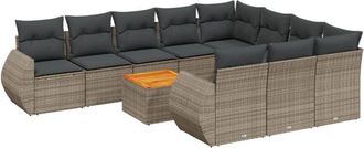 vidaXL Set De Sof&aacute;s De Jard&iacute;n 11 Pzas Y Cojines Rat&aacute;n Sint&eacute;tico Gris Vidaxl