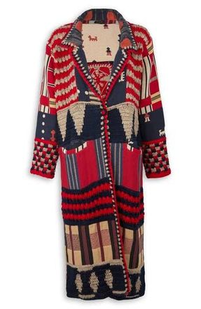Saachi Geometric Crochet Longline Cardigan in Red Multi at Nordstrom Rack