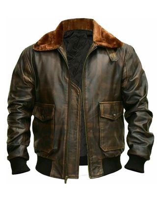 Generic Mens G1 Aviator A2 Bomber Leather Jacket, L
