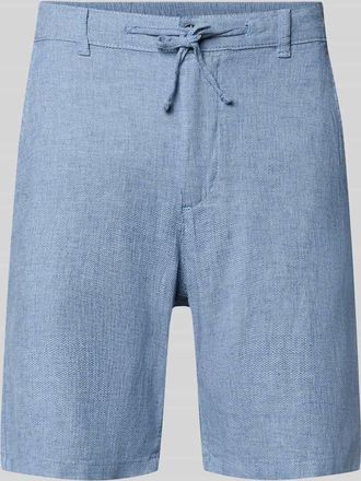 Selected Slim Fit Bermudas aus Baumwoll-Leinen-Mix Modell BRODY in Blau Melange, Gr&ouml;&szlig;e XXL