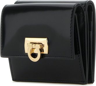 Ferragamo Nero Leather Portafogli Wallet