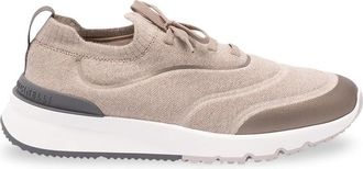 Brunello Cucinelli Techno Cotton Knit Runners With Heat-bonded Details