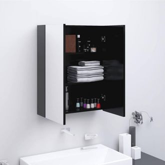 Berkfield Home Bathroom Mirror Cabinet 60x15x75 cm MDF Anthracite in Black | Size: 60 x 15 x 75 cm