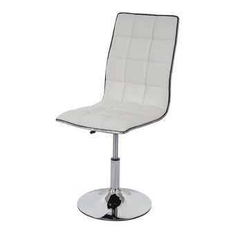Hhg Silla De Comedor Hhg-272, Silla De Cocina, Giratoria Regulable En Altura, Polipiel, Blanco