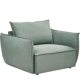 Beliani Beliani - Sill&oacute;n De Tela Bajo Asiento Profundo Y Ancho Respaldo Acolchado Acogedor Moderno Verde Claro Kunes