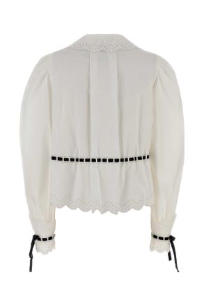 Valentino Garavani Womens White Poplin Shirt Bianconero Exterior: Cotton Camicie