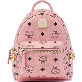 MCM Stark Bebe Boo Side Studs Backpack in Visetos in Pink at Nordstrom
