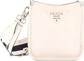 Prada Logo Strap Vitello Daino Mini crossbody bag - Beige