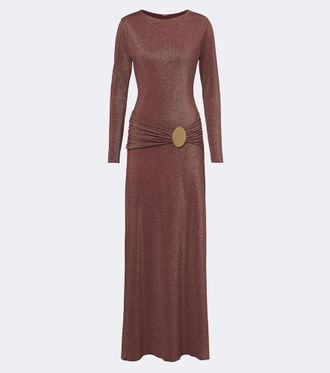 Cala de la Cruz Eres gathered jersey lam&eacute; maxi dress
